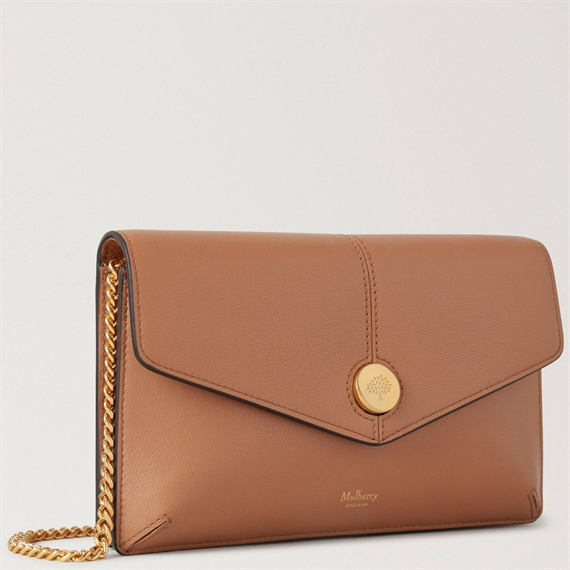 Mulberry Press Stud Pochette on Chain Sable Micro Classic Grain